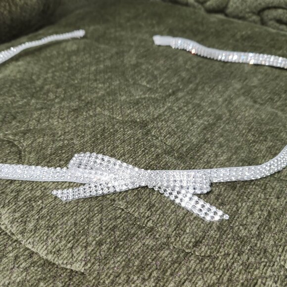 Bridal Dress Belt White/Silver Rhinestone - Picture 2 of 3